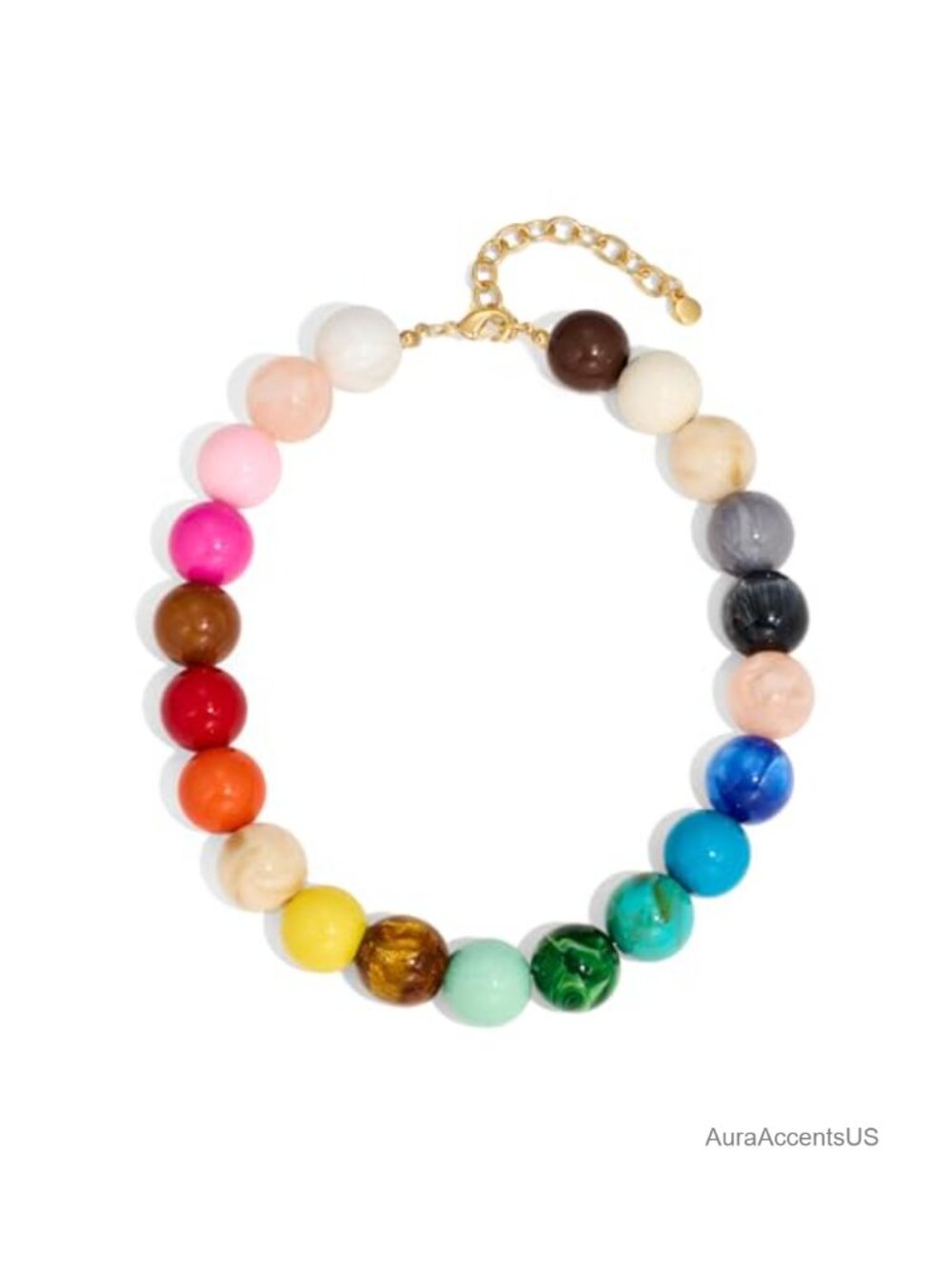 Chunky Resin Bead Statement Necklace for Women Boho